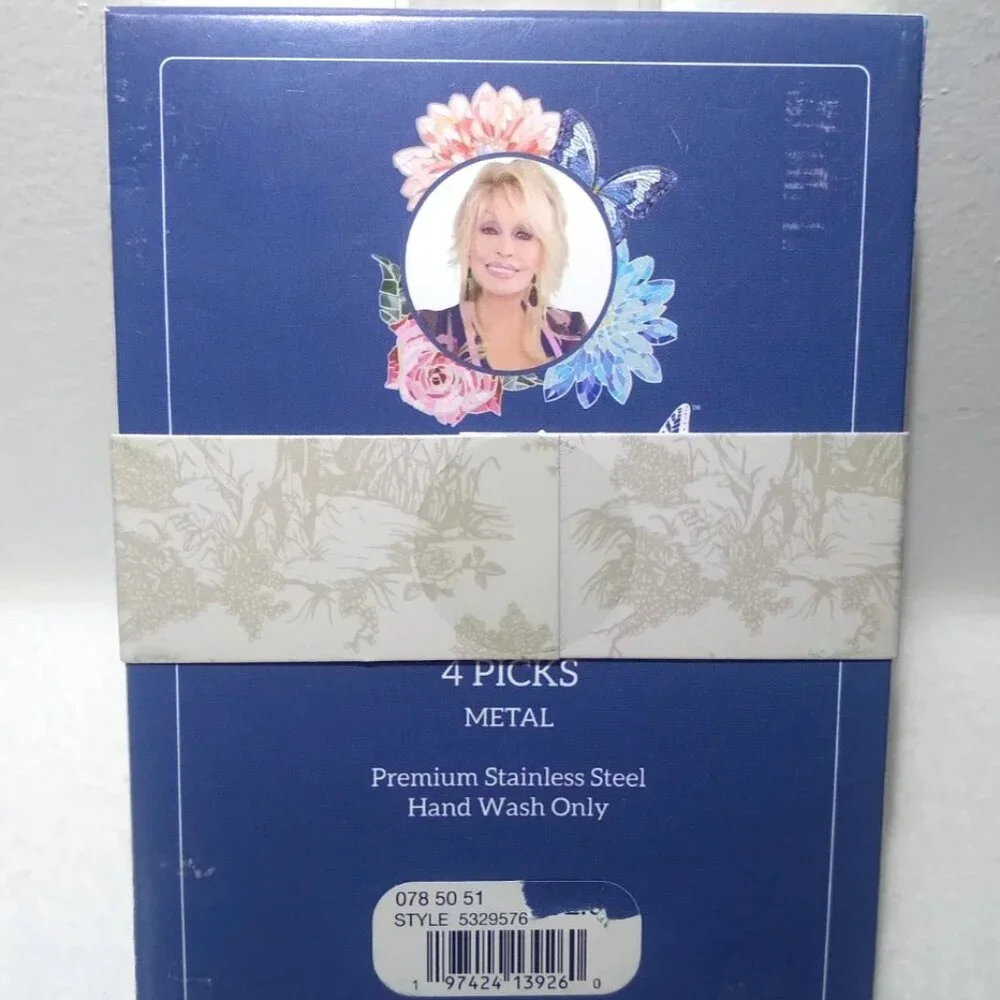 Dolly Parton 4 Appetizers Picks  Stainless Steel Butterfly New Box